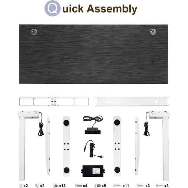 Sit Stand Desk, 46.25 H, White, Burnt Strand, Laminate Wood, Metal 30 W X